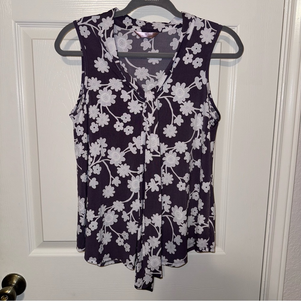 NWOT SJS SleevelessTop Purple/Floral Petite M